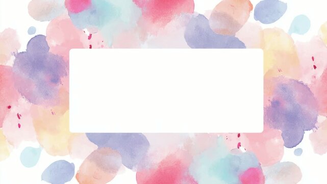 Pastel watercolor border frame with copy space text overlay, hand drawn stop motion animation seamless loop