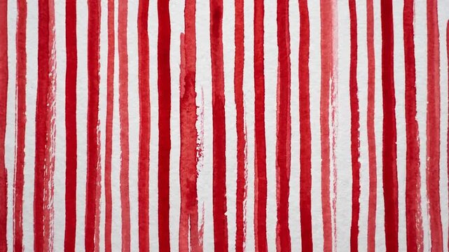 Hand-painted red vertical watercolor stripes on a white textured paper background.