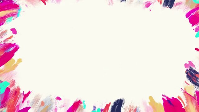 Colorful hand drawn paint brush frame border with copy space, seamless loop