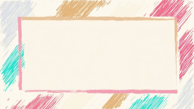 Hand drawn pastel brush stroke frame with copy space for text overlay, seamless loop