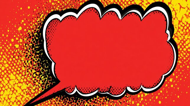 A single leaf displays a retro comic style with a large speech bubble in bright colors ready for dialogue or captions in a fun design