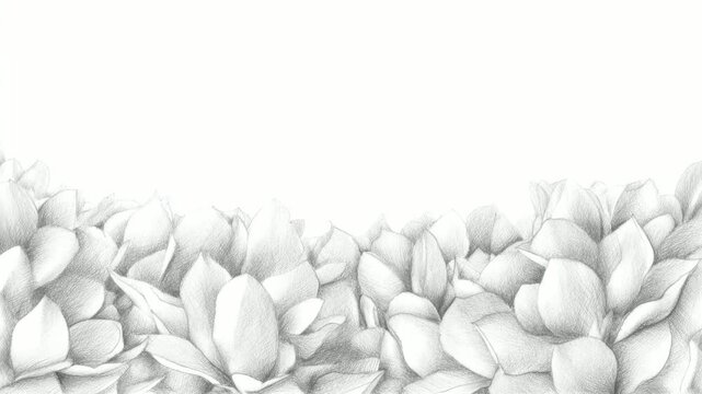 Hand drawn abstract flower border along bottom with white copy space text overlay seamless loop animation