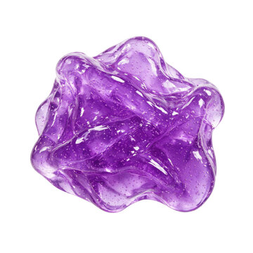 Purple translucent slime with sensory texture and glossy surface reflecting light with small bubbles inside