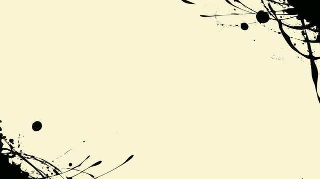 Abstract ink splatter border with copy space text overlay hand drawn digital animation seamless loop