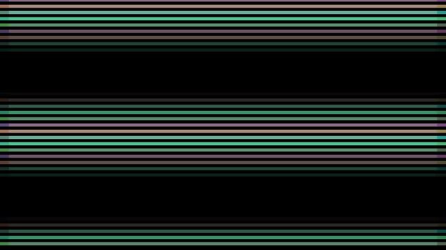 Horizontal bands of teal and purple lines separated by thick black stripes forming a geometric pattern