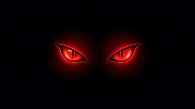 Intense glowing red eyes pierce the darkness evoking a sense of mystery and potential danger in the night