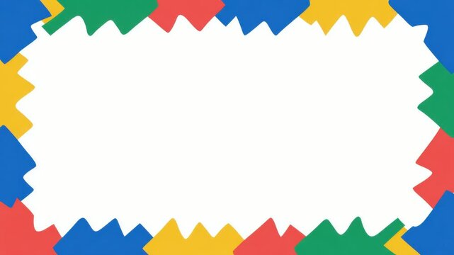 Colorful jagged border frame with copy space text overlay, hand drawn digital stop motion animation seamless loop