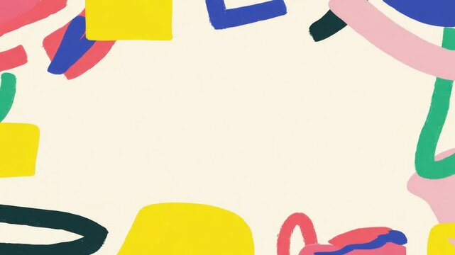 Colorful hand drawn abstract border frame with paint strokes and copy space for text overlay seamless loop