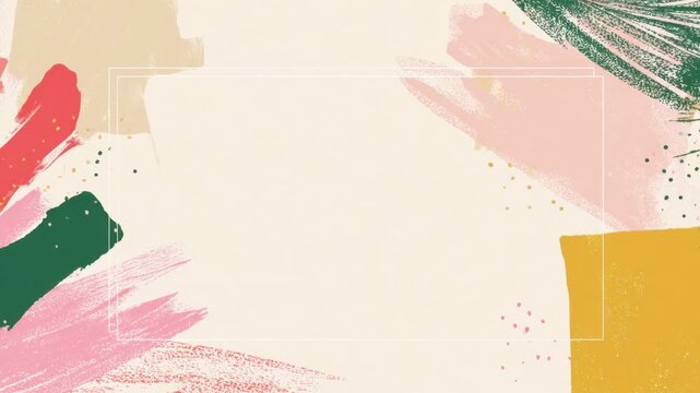 Abstract painted border frame with copy space text overlay, hand drawn digital stop motion animation seamless loop