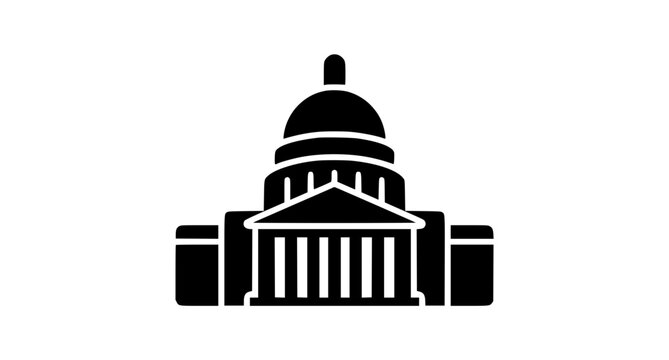 United States Capitol Building Icon Classic Government Architecture Vector Illustration