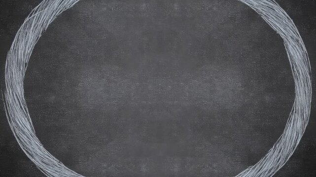 Hand drawn chalk circle frame border with empty center for text overlay seamless loop