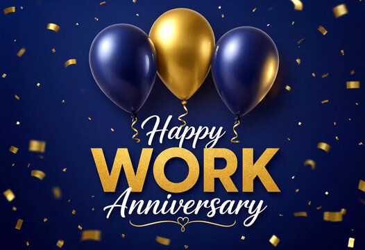 Celebrate your professional journey with golden and navy balloons for work anniversary party decoration