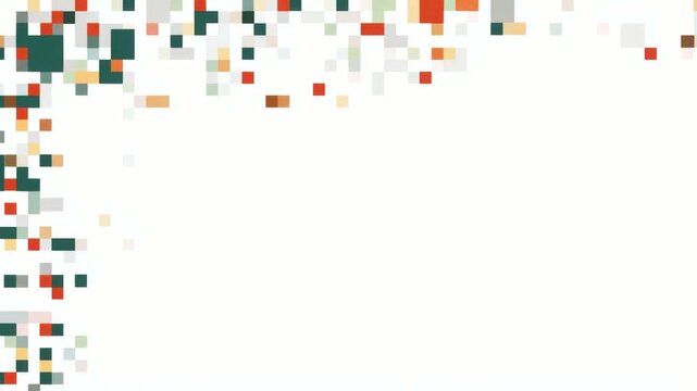 Abstract mosaic square border frame with copy space text overlay, hand drawn digital stop motion seamless loop