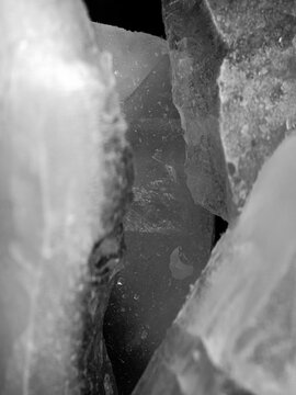 Frozen Ice Passage Between Crystal Blocks Macro