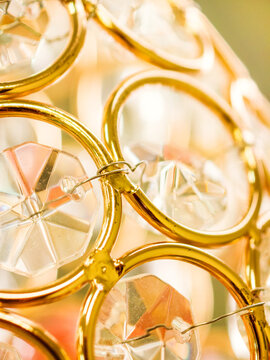 Golden Decorative Crystal Structure Abstract Macro