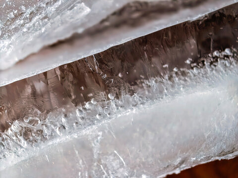Transparent Ice Cross Section with Air Bubble Layer