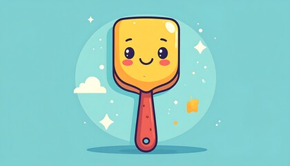 Obraz premium Cute Kitchen Spatula Cartoon Cooking Tool Icon for Frying Baking Food Preparation and Home Kitchen Design