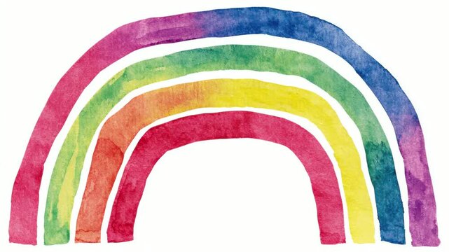 Hand drawn rainbow arch border frame with copy space text overlay seamless loop