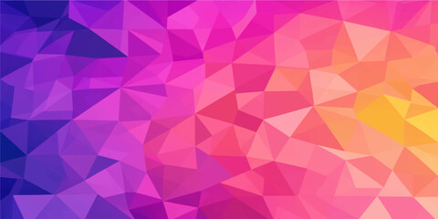 Fototapeta premium Colorful polygon gradient background with vibrant abstract geometric shapes in blue purple pink orange yellow