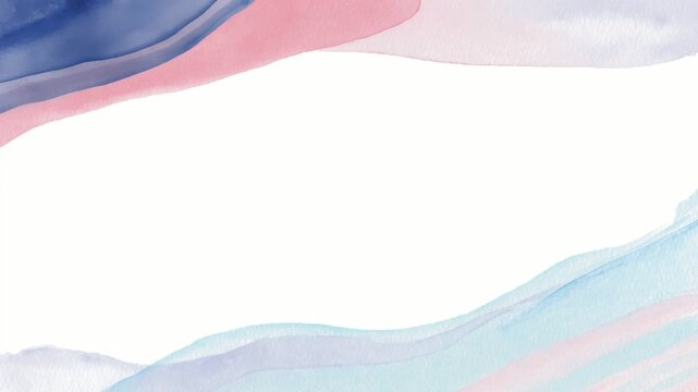Pastel watercolor abstract background with flowing paint borders and white copy space seamless loop