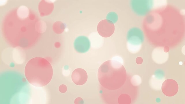 Pastel pink and mint light particles floating on a pale cream tone