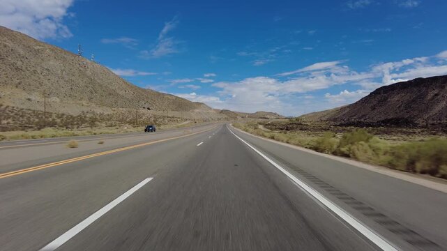 395 Scenic Byway North 3 Ridgecrest to Owens Lake 17 Front View MultiCam Driving Plate Sierra Nevada Mts California