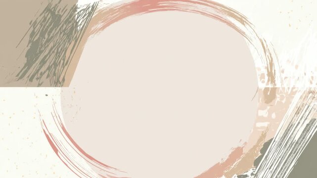 Abstract brush stroke circular border frame with copy space text overlay, hand drawn digital seamless loop