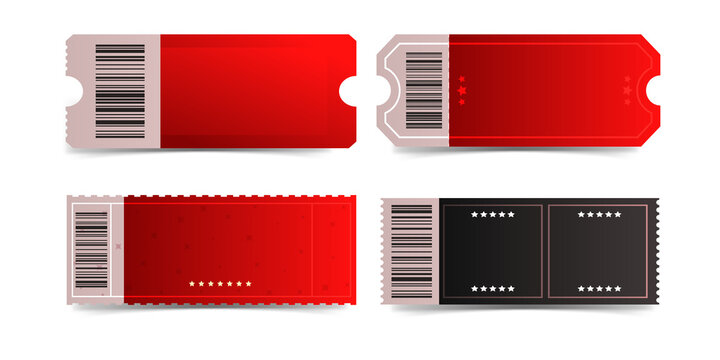 Red movie tickets or event passes design template on transparent background