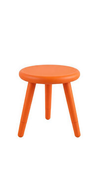 Small orange plastic stool with three legs isolated on transparent