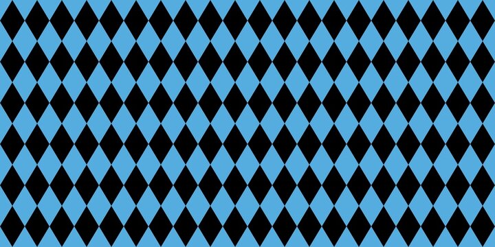 Seamless blue and black diamond geometric pattern background. Classic lozenge argyle  texture.