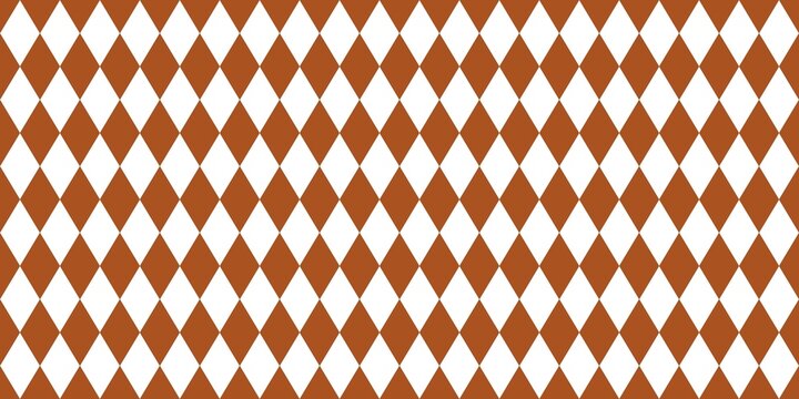 Seamless brown and white diamond geometric pattern background vector. Classic harlequin argyle lattice texture design for textile, wallpaper, tile, and printing.