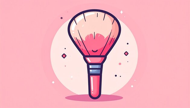 Cute Makeup Brush Cartoon Icon for Cosmetics Beauty Routine Face Care Salon and Personal Grooming Design