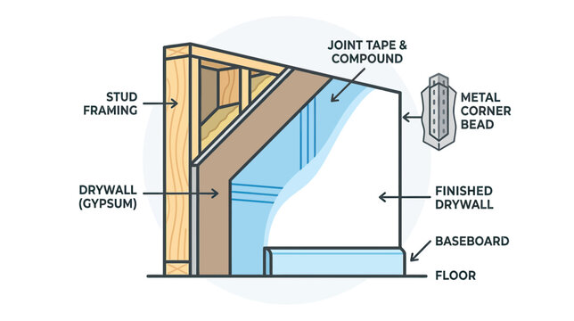 Drywall Construction Diagram with Labels