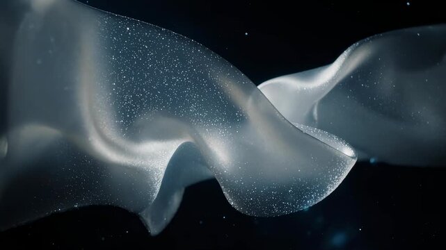 Ethereal Luxury Silk Fabric Floating in Zero Gravity Transforming into Flowing Smoke