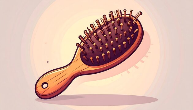 Cute Hair Brush Cartoon Icon for Hair Care Beauty Salon Styling Personal Grooming and Self Care Design