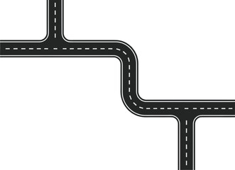 Fototapeta premium Asphalt road element vector illustration with white dashed markings