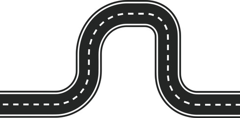 Fototapeta premium Asphalt road vector illustration featuring black street path with white dashed markings