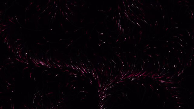 Abstract background with glowing pink and purple curved light particles flowing together