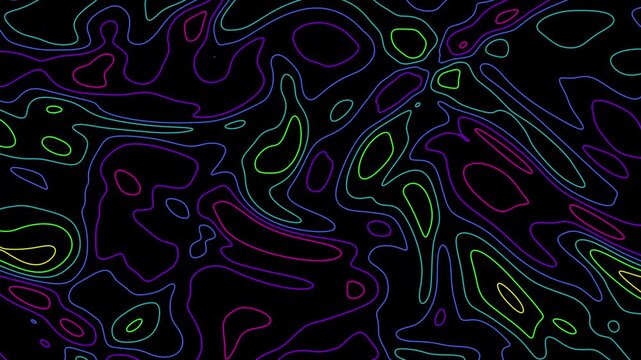 Rainbow Neon Contour Outline Pattern Background Loop
