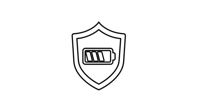 Minimalist Battery Power Shield Icon in White Vector Art