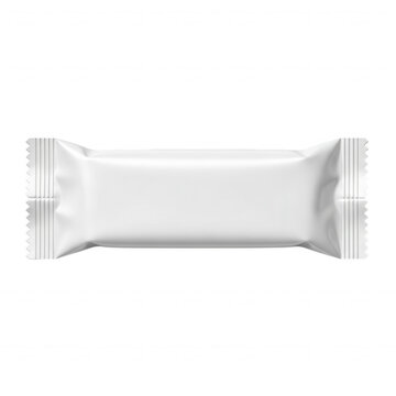 Blank white candy bar wrapper mockup isolated on transparent background for custom confectionery branding projects