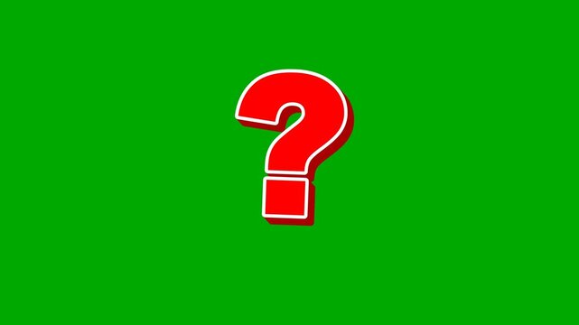Red question mark icon footage on green screen background loop