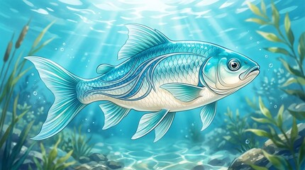 Fototapeta premium Blue swimming fish
