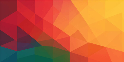 Obraz premium Abstract warm tone geometric low poly background featuring vibrant red orange and yellow triangular shapes