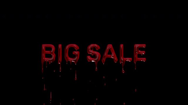 BIG SALE dripping blood lettering, bloody discount headline for Halloween retail ads, seasonal markdown reels, store loops and promo videos