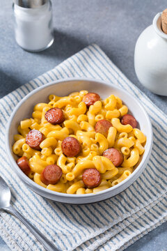 Homemade Macaroni and Cheese with Hot Dog Slices