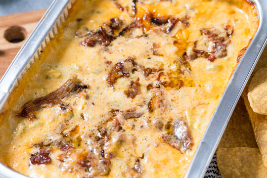 Homemade Cheesy Brisket Meican Queso Cheese Dip