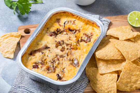 Homemade Cheesy Brisket Meican Queso Cheese Dip