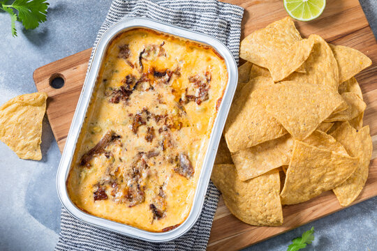 Homemade Cheesy Brisket Meican Queso Cheese Dip