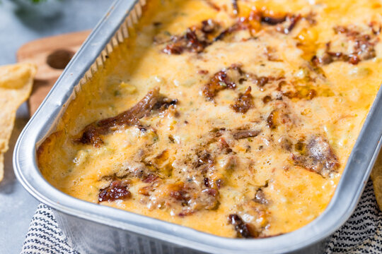 Homemade Cheesy Brisket Meican Queso Cheese Dip